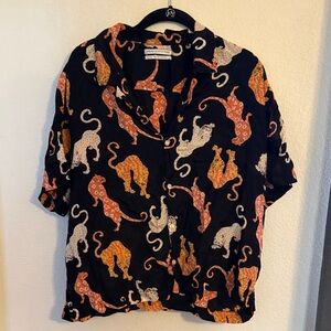 Urban Outfitters Black Shirt with Leopard Pattern